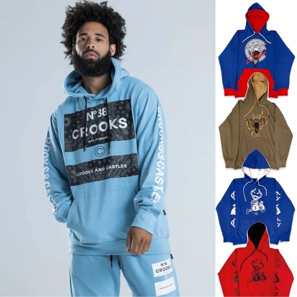 Crooks & Castles Men's Logo Graphic Pullover Fleece Hoodie Sweatshirt size L NWT - Picture 4 of 13